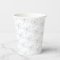 Dusty Blue Bow Ribbon Summer Party Paper Coasters