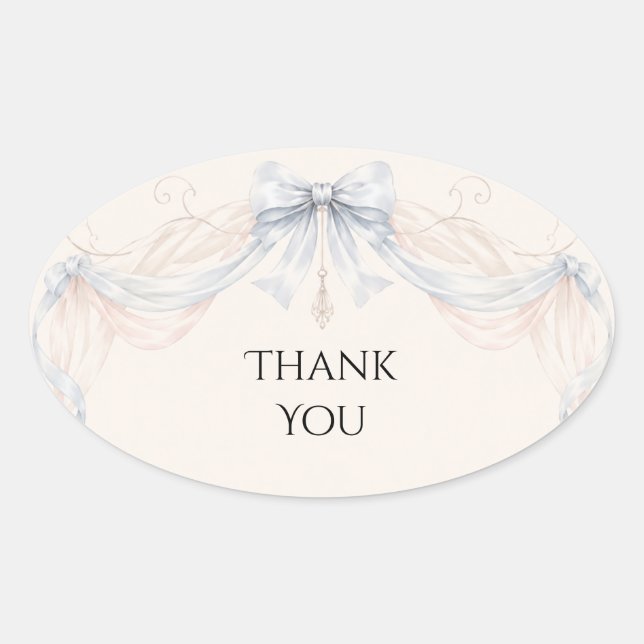 Dusty Blue Bow Ribbon Wedding Sticker (Front)