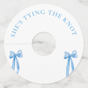 Dusty Blue Bow She's Tying The Knot Bachelorette Wine Glass Tag