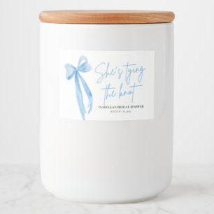 Dusty Blue Bow She's Tying the Knot Bridal Shower Food Label