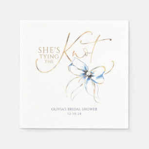 Dusty Blue Bow She's Tying the Knot Bridal Shower Napkin
