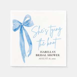 Dusty Blue Bow She's Tying the Knot Bridal Shower  Napkin