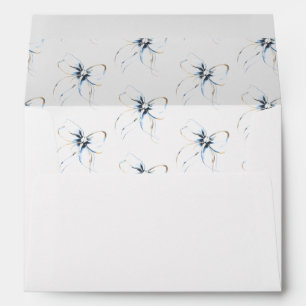Dusty Blue Bow Whimsical Modern Elegant Chic Envelope