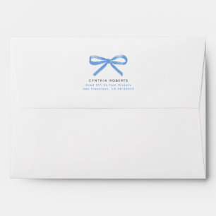 Dusty Blue Bow Whimsical Modern Elegant Retro Chic Envelope