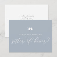 Dusty Blue Bow Will You Be My Sister of Honour