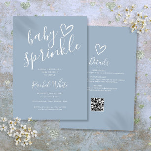 Dusty Blue Boy All In One Baby Sprinkle Shower Invitation