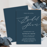 Dusty Blue Bridal Shower Elegant Script Minimalist