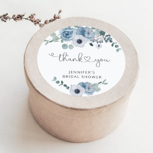 Dusty blue bridal shower favour  classic round sticker