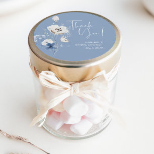 Dusty Blue Bridal Shower Favour Thank You Classic Round Sticker