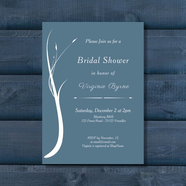 Dusty Blue Bridal Shower Invitation (Dusty Blue Bridal Shower Invitation)