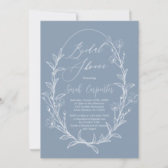 Dusty Blue Bridal Shower Invitation (Front)