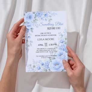 Dusty Blue Bridal Shower Invitation Something Blue