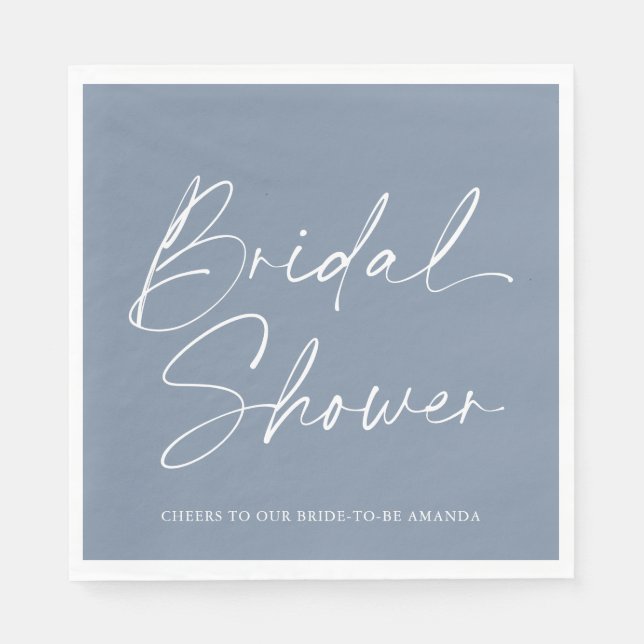 Dusty Blue Bridal Shower Napkin (Front)
