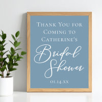 Dusty Blue Bridal Shower Personalised White Script