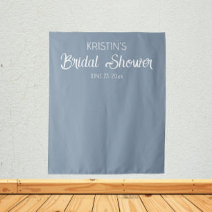Dusty Blue Bridal Shower Photo Backdrop Tapestry