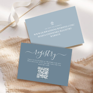 Dusty Blue Bridal Shower QR Code Gift Registry Enclosure Card