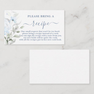 Dusty Blue Bridal Shower Recipe Card Request