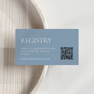 Dusty Blue Bridal Shower Registry QR Enclosure Card