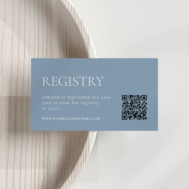 Dusty Blue | Bridal Shower Registry QR Enclosure Card (Creator Uploaded)