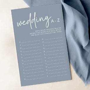 Dusty Blue Bridal Shower Wedding A-Z Game