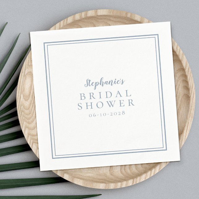 Dusty Blue Bridal Shower Wedding Simple Modern Napkin (Creator Uploaded)