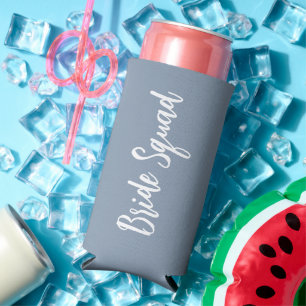 Dusty Blue Bride Squad Bachelorette Party Seltzer Can Cooler