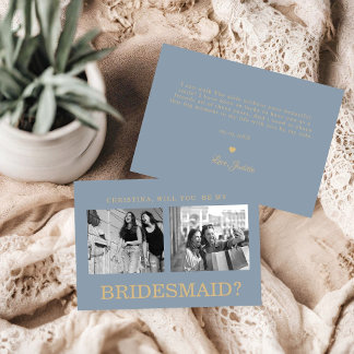 Dusty Blue Bridesmaid Proposal Photo Card