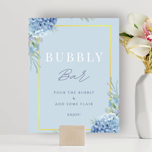 Dusty Blue Bubbly Bar Bridal Baby Shower Sign  (Dusty Blue Bubbly Bar Bridal Shower Sign)