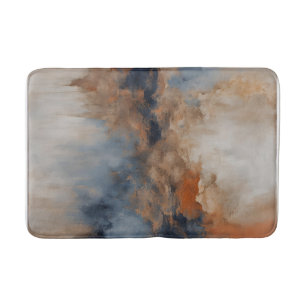 Dusty Blue Burnt Orange Navy Abstract Bath Mat