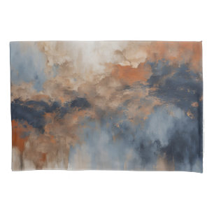 Dusty Blue Burnt Orange Navy Abstract Pillowcase