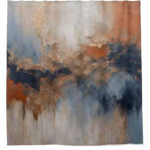 Dusty Blue Burnt Orange Navy Abstract Shower Curtain