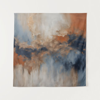 Dusty Blue Burnt Orange Navy Abstract Tapestry