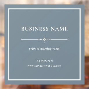 Dusty Blue Business Office Name White Frame