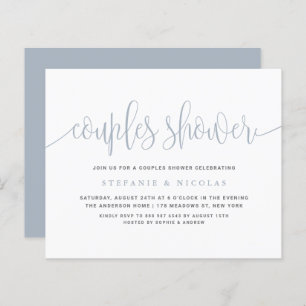 Dusty Blue Calligraphy Couples Shower Invitation