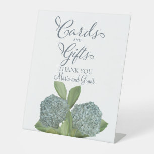 Dusty Blue Calligraphy Elegant Cards and Gifts Pedestal Sign