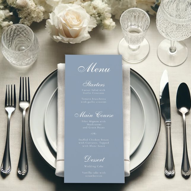 Dusty Blue Calligraphy Elegant Script Simple  Menu (Creator Uploaded)