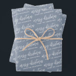 Dusty Blue Calligraphy Merry Christmas Family Wrapping Paper Sheet<br><div class="desc">Dusty Blue Calligraphy Merry Christmas Family Wrapping Paper Sheets</div>