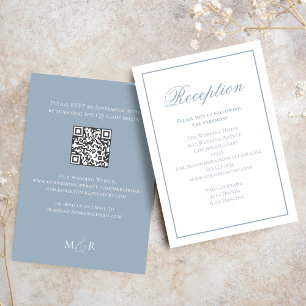 Dusty Blue Calligraphy Script Reception RSVP Enclosure Card