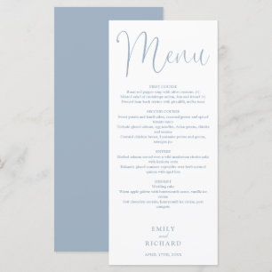 Dusty Blue Calligraphy Script Wedding Menu