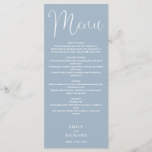 Dusty Blue Calligraphy Script Wedding Menu