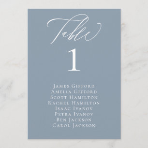 Dusty Blue Calligraphy Table Seating Card