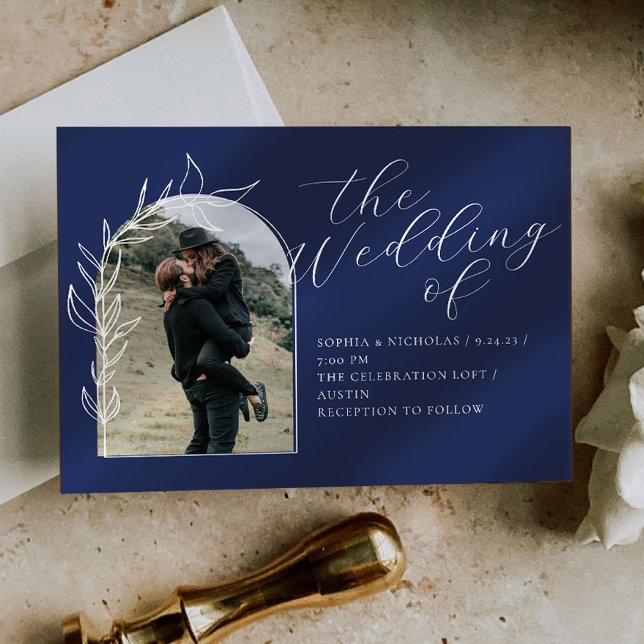 Dusty Blue Calligraphy Wedding Invitation (Creator Uploaded)