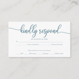 Dusty Blue Calligraphy Wedding RSVP Enclosure Card
