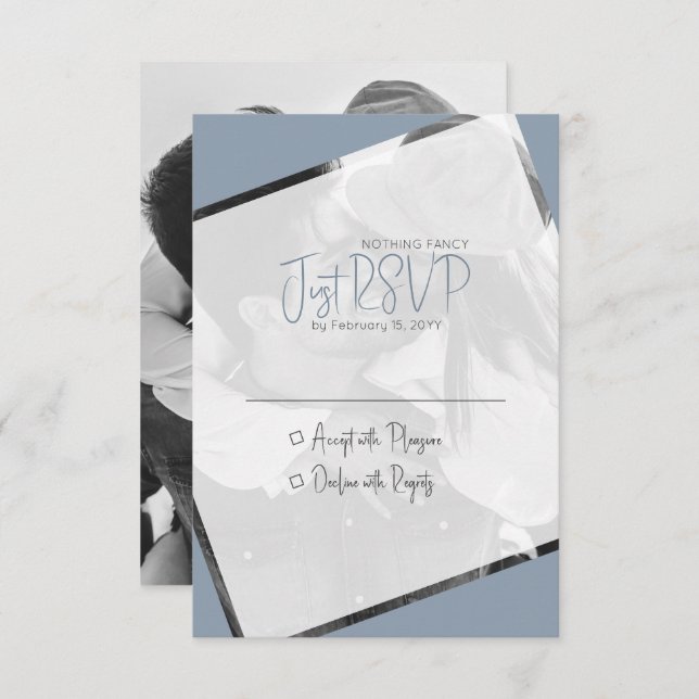 Dusty Blue Casual Minimalist Modern Geometric RSVP Card (Front/Back)