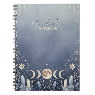 Dusty Blue Celestial Moon Phase Notebook Journal