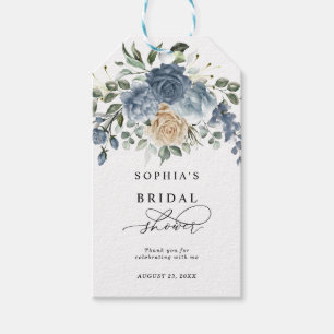 Dusty Blue & Champagne Floral Bridal Shower Gift Tags
