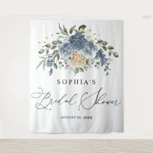 Dusty Blue & Champagne Floral Bridal Shower  Tapestry