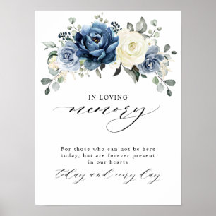 Dusty Blue Champagne Ivory Floral in loving memory Poster