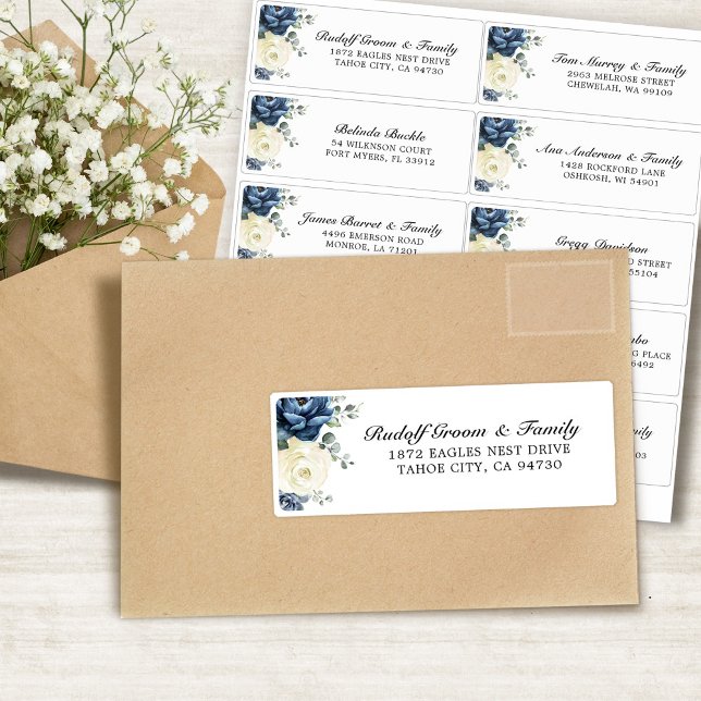 Dusty Blue Champagne Ivory Wedding Guest Address (Dusty Blue Champagne Ivory Wedding Guest Address Sticker)