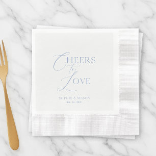 Dusty Blue “Cheers to Love” Personalized Wedding Napkin